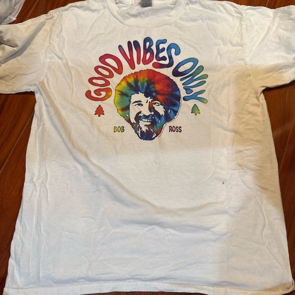 Gildan White Heavy Cotton T-Shirt Bob Ross